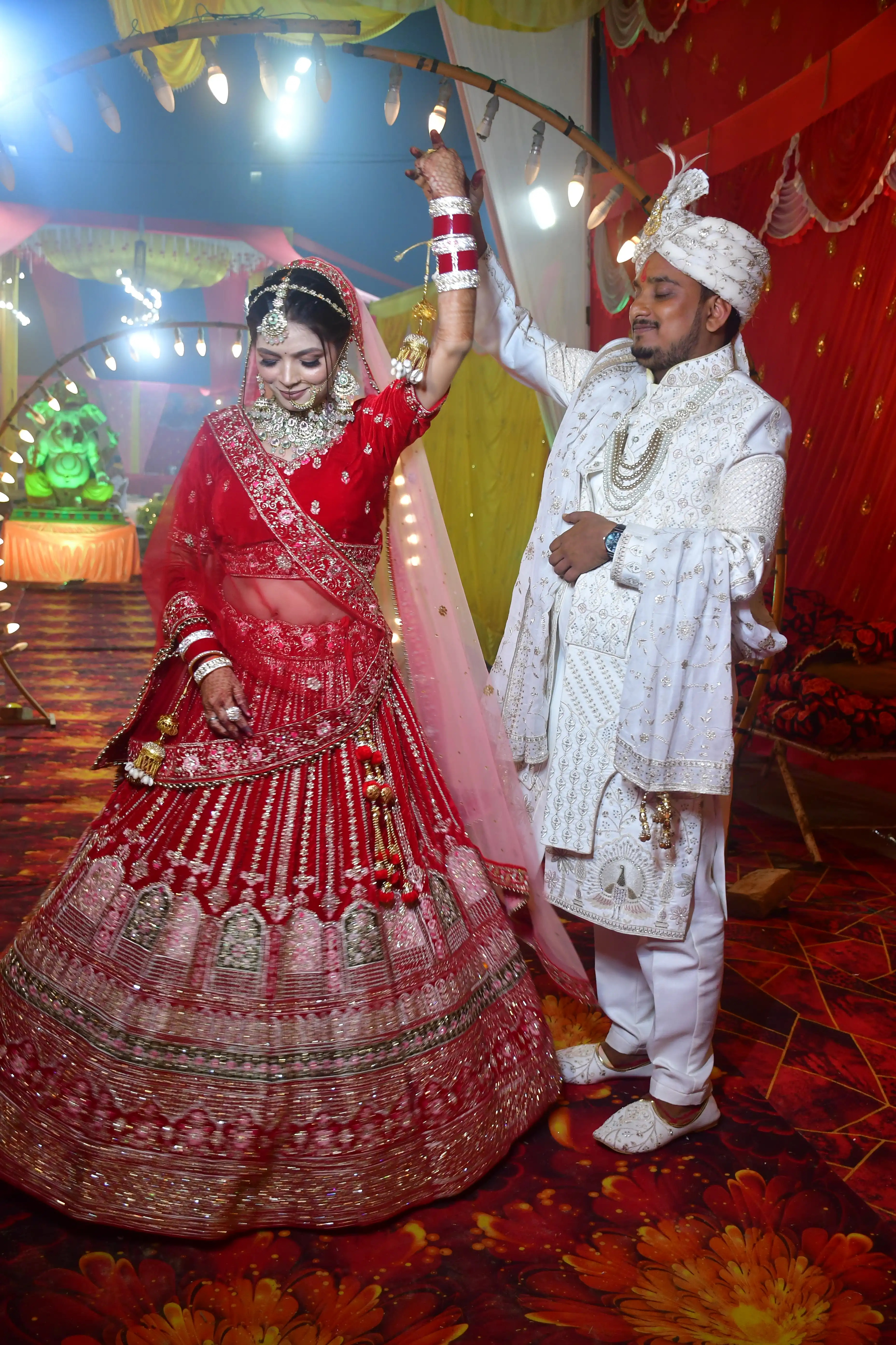 Shilpa laughing during the wedding reception