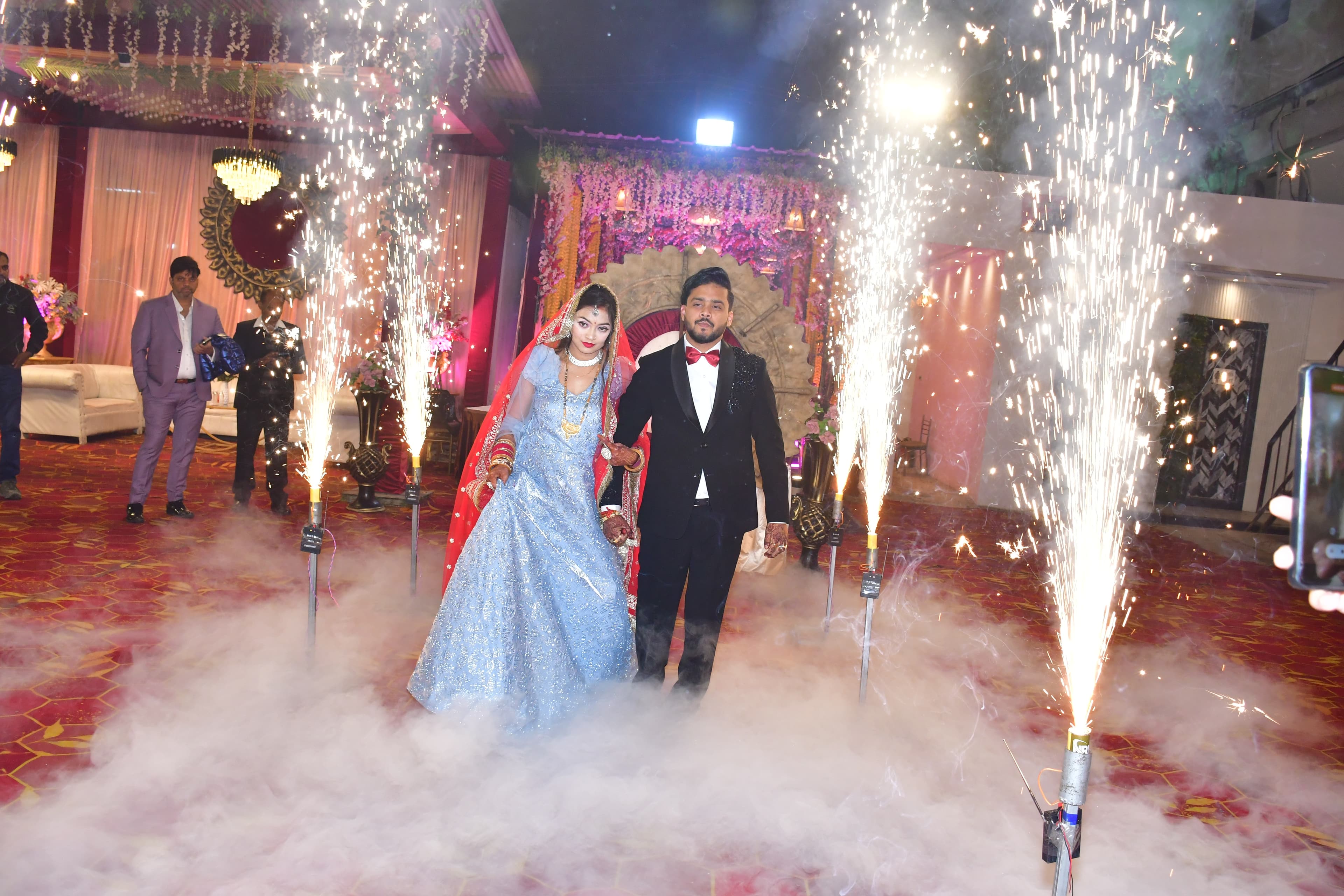 Sunset silhouette of the couple