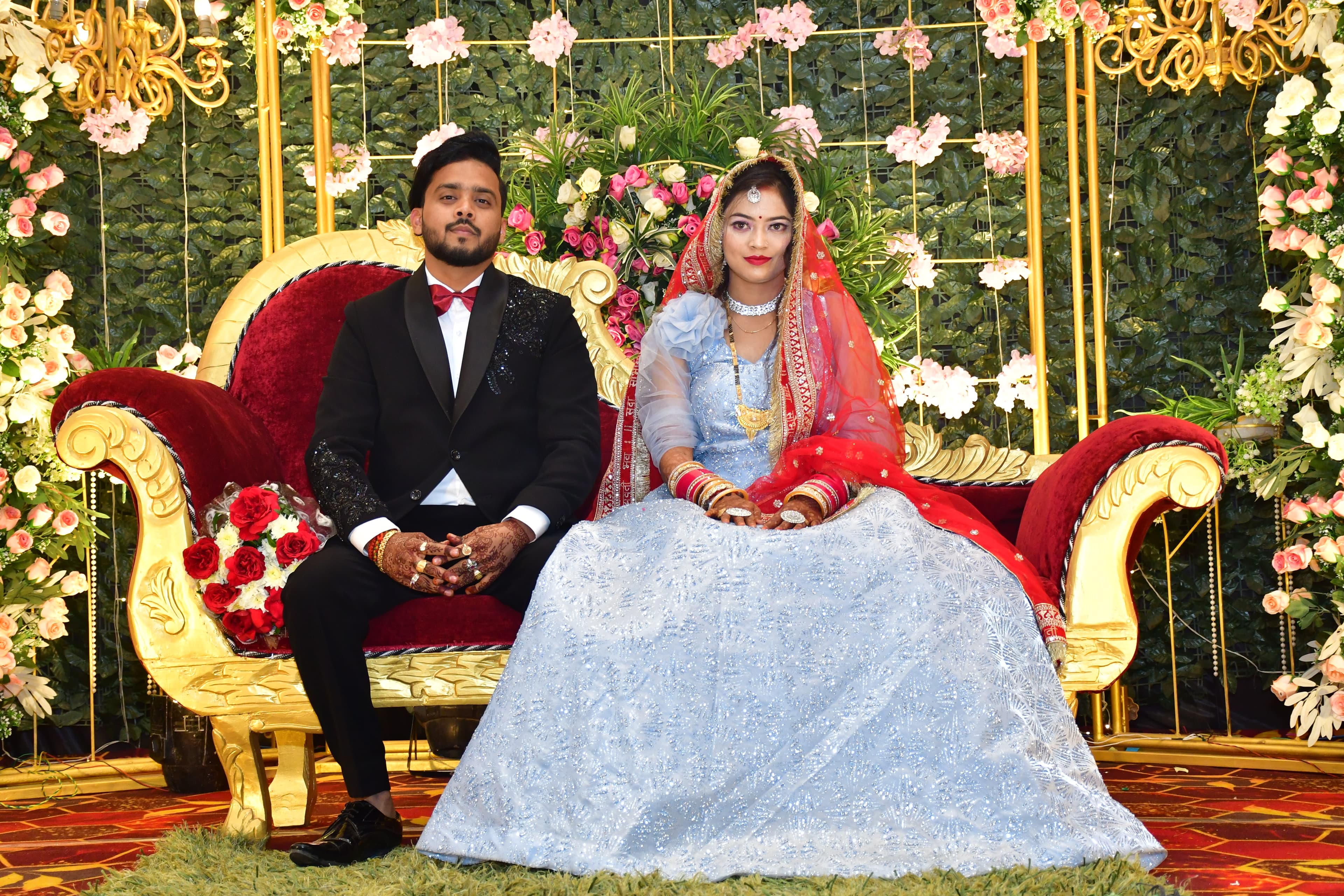 Family members celebrating with the couple
