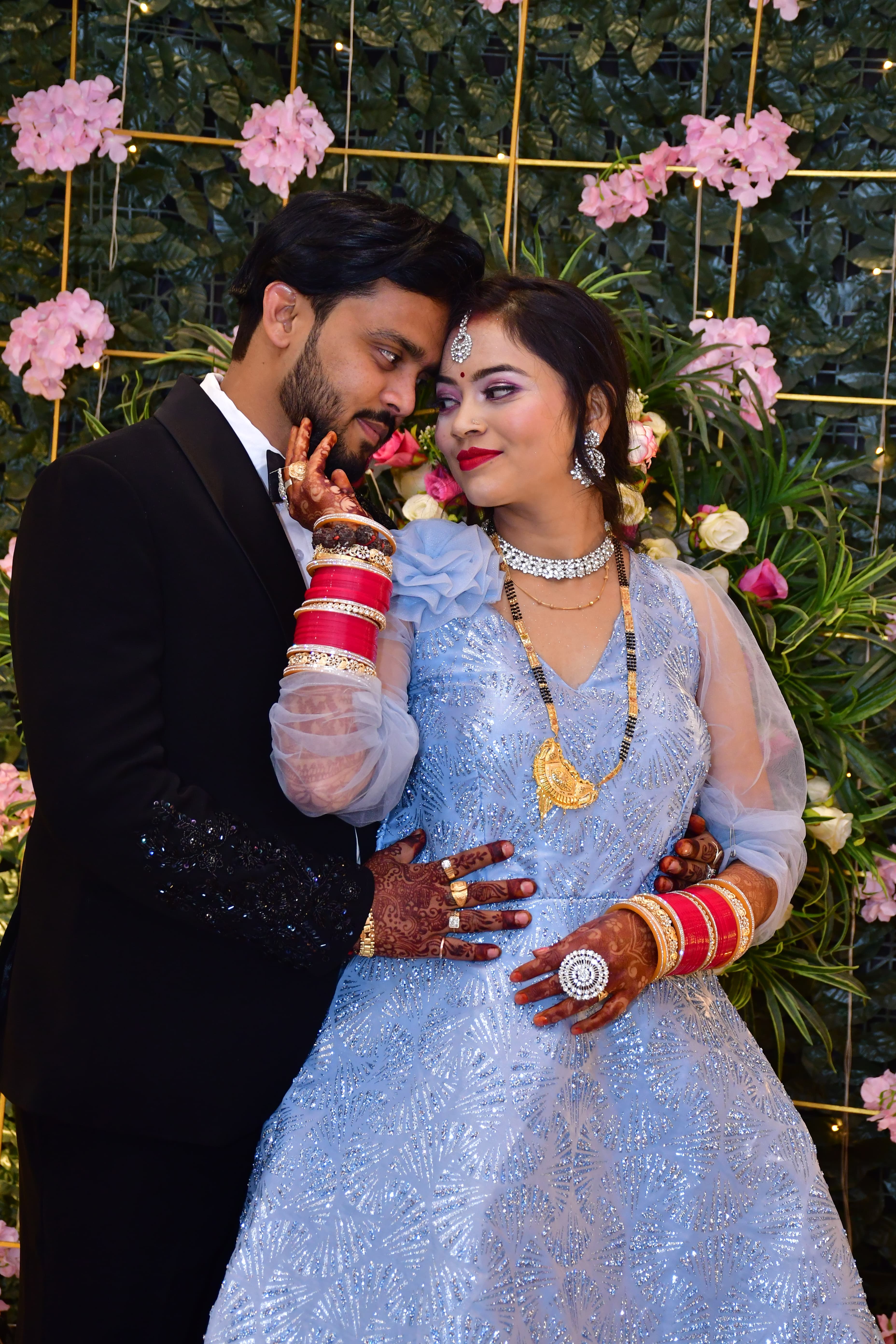 Family members celebrating with the couple